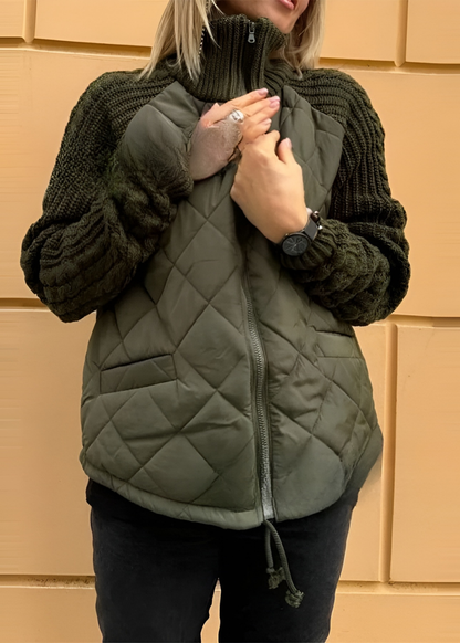 Women’s Jacket - Quilted - Relaxed Fit - Stand-Up Collar - Hip Length