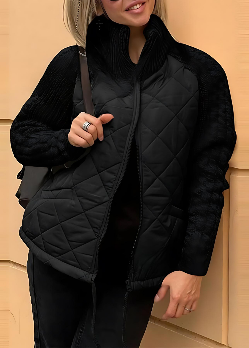 Women’s Jacket - Quilted - Relaxed Fit - Stand-Up Collar - Hip Length