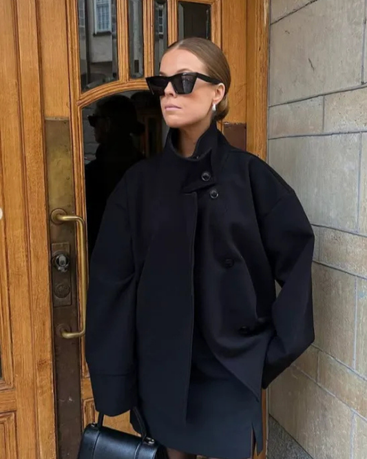 Wool Oversized Fit Asymmetrical Button Jacket 