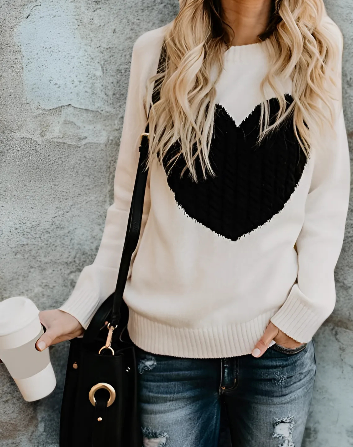 Chunky Knit Relaxed Fit Crewneck Sweatshirt