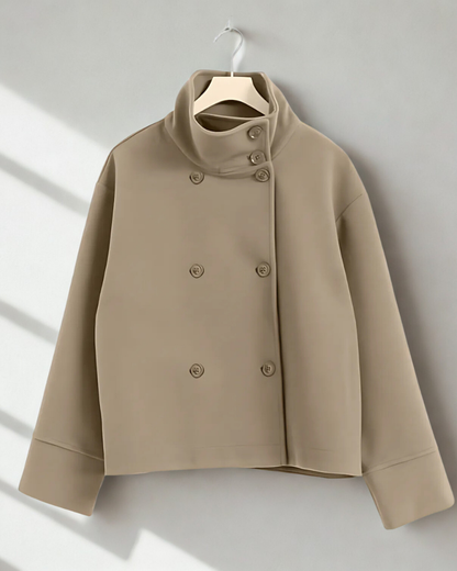 Women’s Jacket – Wool Oversized Fit – Stand-Up Collar – Asymmetrical Button Closure