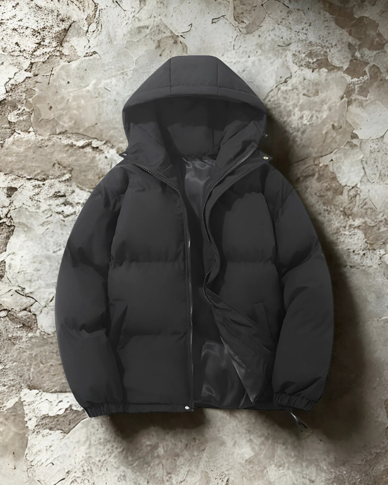 Padded Hood Elasticated Hem Puffer Coat