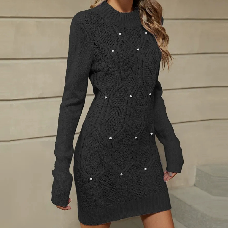 Geometric Texture Slim Fit Knit Dress 