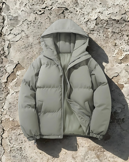 Men’s Puffer Coat - Synthetic - Hip Length - Padded Hood - Elasticated Hem