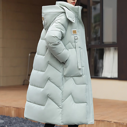 Women’s Trench Coat – Quilted Insulated – Oversized Fit – Hooded High Collar Design