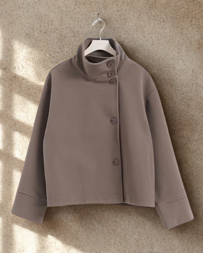 Women’s Jacket – Wool Oversized Fit – Stand-Up Collar – Asymmetrical Button Closure