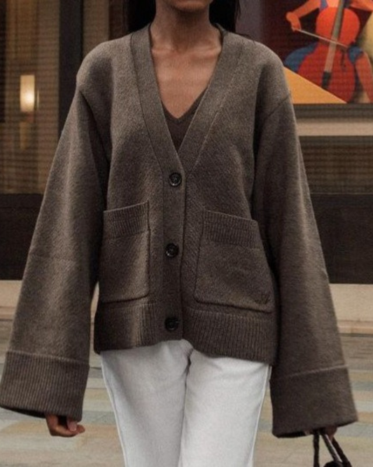Wool Feel Oversized Relaxed Fit Cardigan 