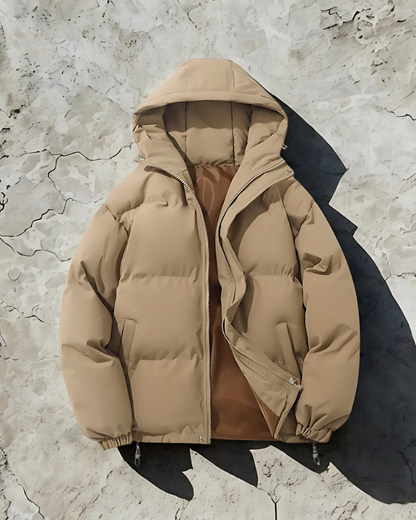 Men’s Puffer Coat - Synthetic - Hip Length - Padded Hood - Elasticated Hem