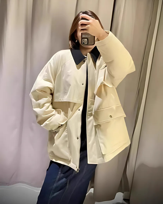 Woven Blend Oversized Lapel Coat
