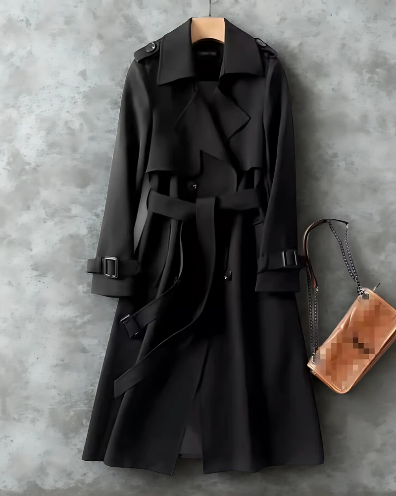 Woven Blend Mid-Length Double-Breasted Trench Coat
