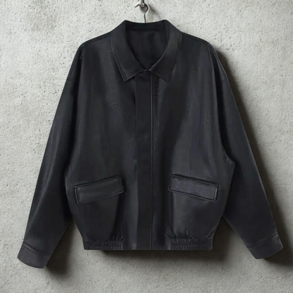Women’s Jacket - Smooth Woven Blend - Oversized Fit - Pointed Collar - Waist Length