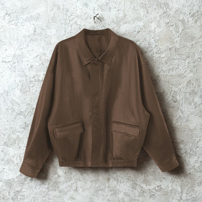Women’s Jacket - Smooth Woven Blend - Oversized Fit - Pointed Collar - Waist Length