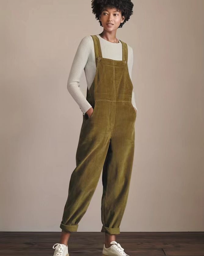 Women’s Overalls – Corduroy – Relaxed Fit – Adjustable Straps – Cuffed Hem – Full Length