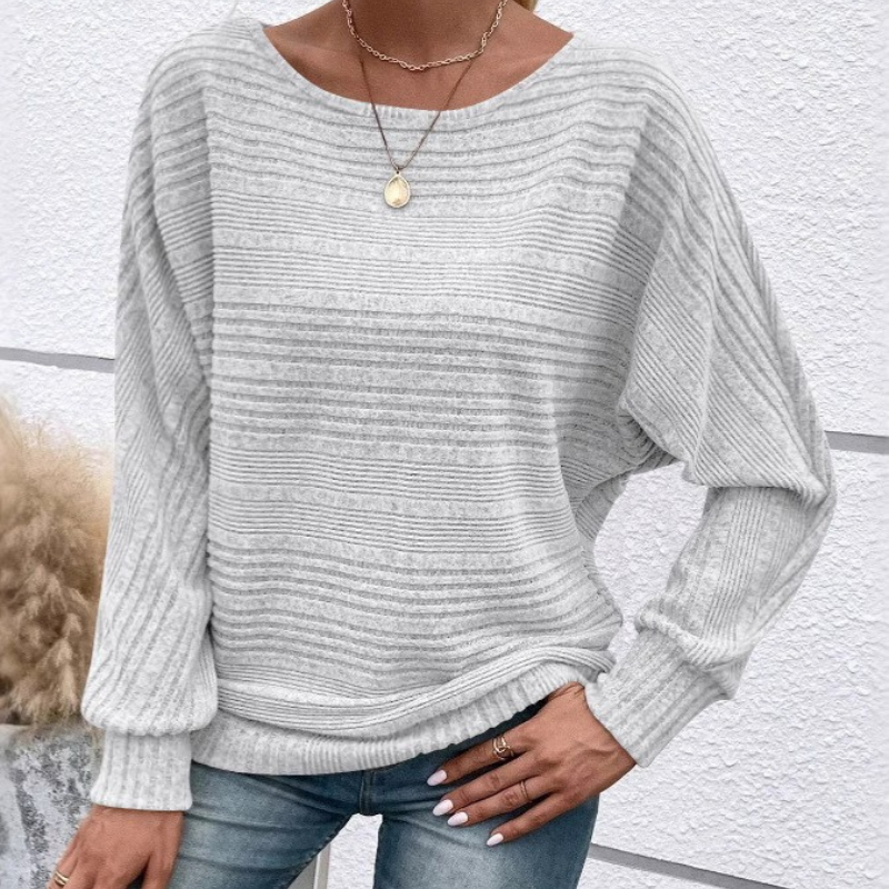 Textured Rib Knit Relaxed Fit Sweatshirt 