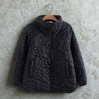 Women’s Jacket - Quilted Fabric - Relaxed Fit - Hip Length - Snap Button Closure
