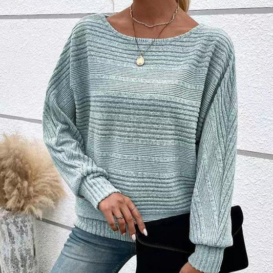 Textured Rib Knit Relaxed Fit Sweatshirt 