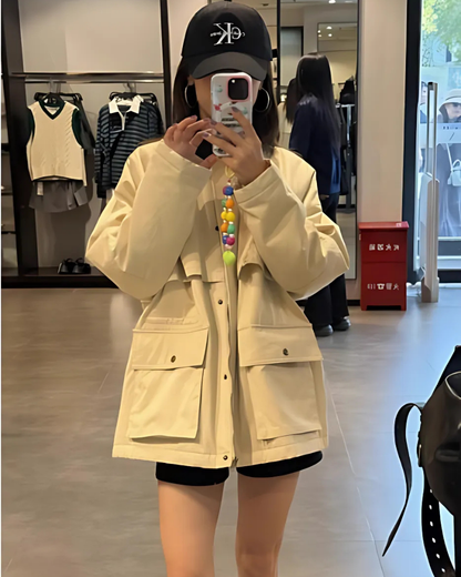 Women’s Coat - Woven Blend - Oversized Fit - Lapel Collar - Hip Length