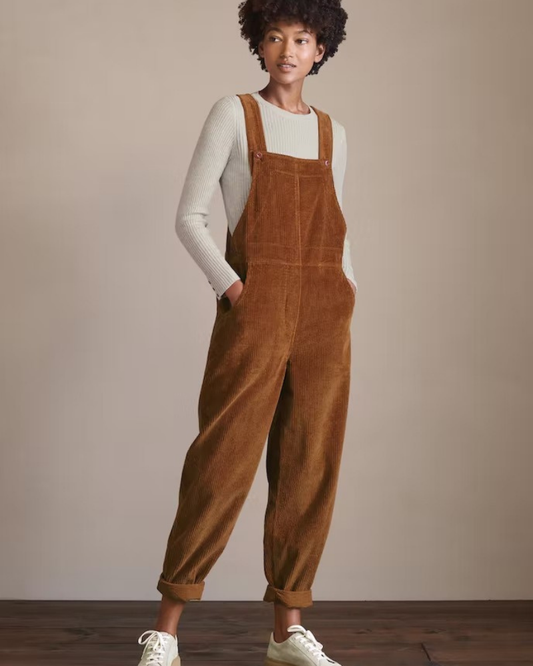 Corduroy Relaxed Fit Adjustable Overalls 
