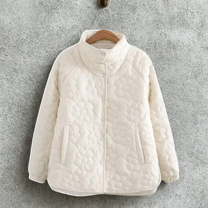Women’s Jacket - Quilted Fabric - Relaxed Fit - Hip Length - Snap Button Closure