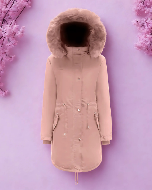Faux Fur Hood Wind Resistant Parka Jacket 