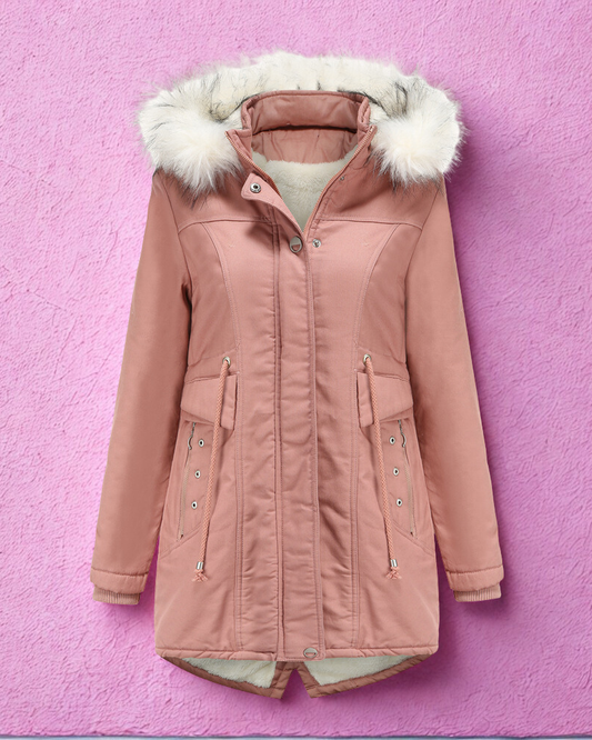 Shearling Lined Faux Fur Hood Parka Jacket 