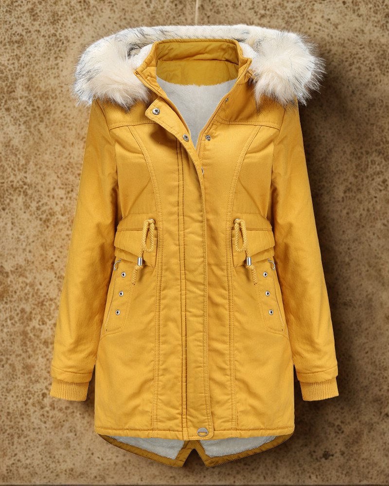 Shearling Lined Faux Fur Hood Parka Jacket 