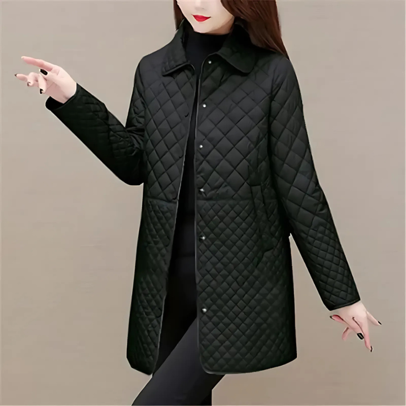 Quilted Relaxed Fit Button Front Coat 