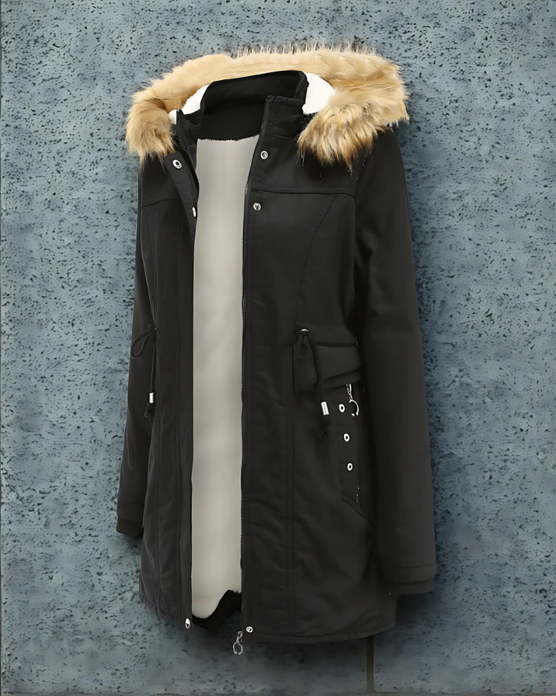 Shearling Lined Faux Fur Hood Parka Jacket 