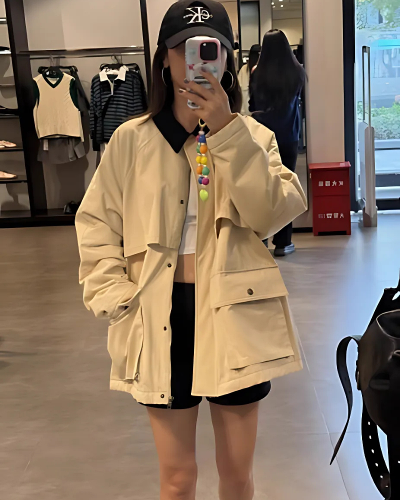 Women’s Coat - Woven Blend - Oversized Fit - Lapel Collar - Hip Length