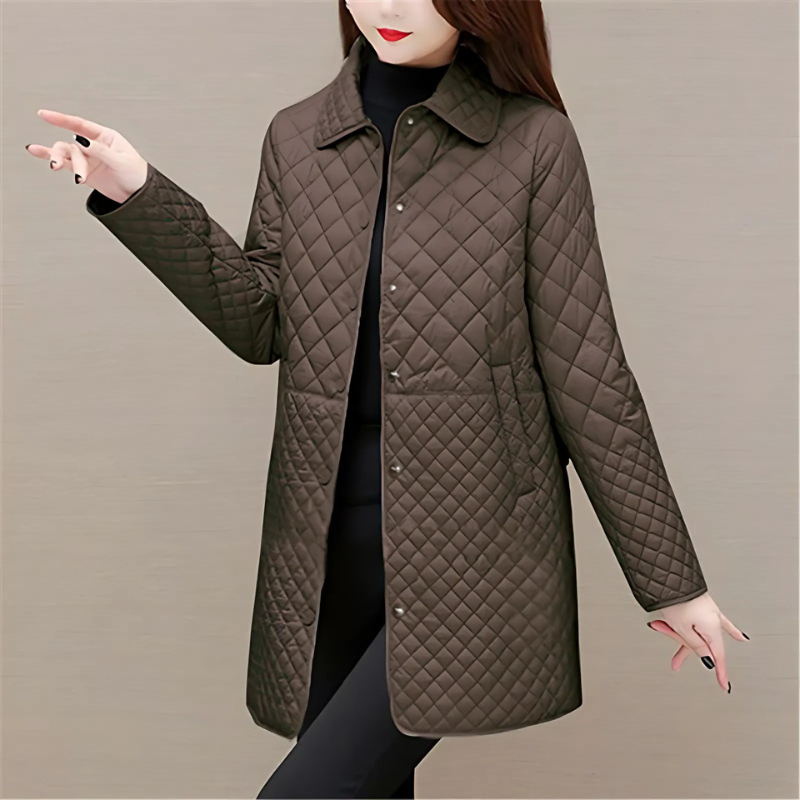 Quilted Relaxed Fit Button Front Coat 