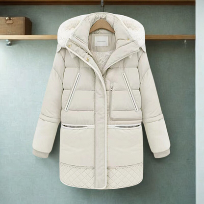 Women’s Padded Coat – Oversized Fit – Quilted Design – Plush Hood – Ribbed Cuffs