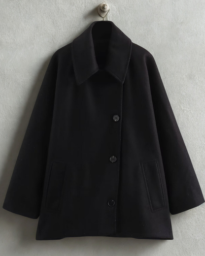Women’s Coat - Wool Blend - Loose Fit - Short Length - Notched Lapel Collar