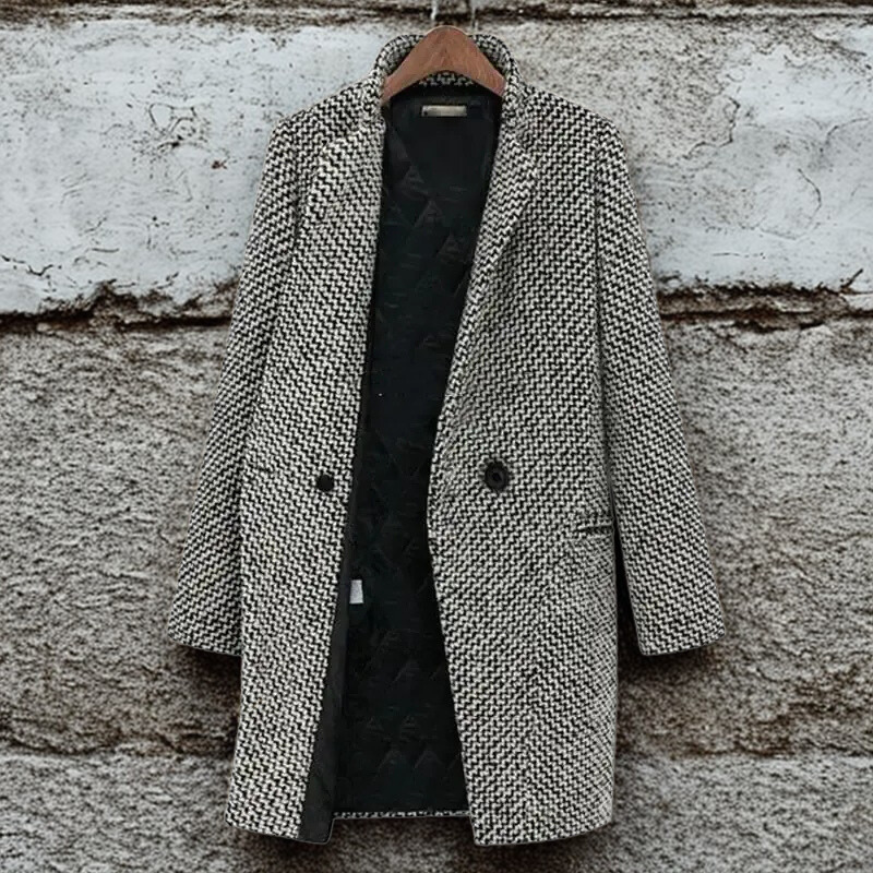 Wool Blend Slim Fit Mid-Thigh Coat