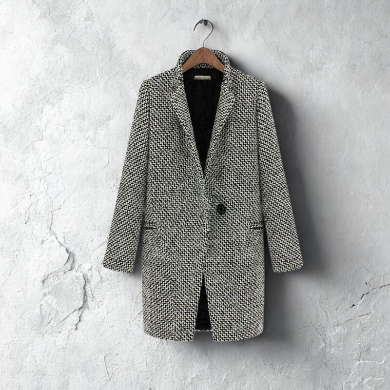 Wool Blend Slim Fit Mid-Thigh Coat
