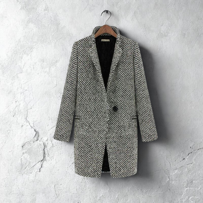 Women’s Coat - Wool Blend - Slim Fit - Notch Lapel Collar - Mid-Thigh Length