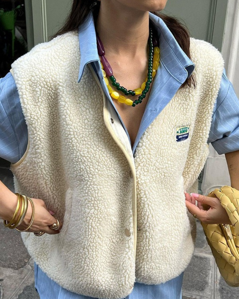 Bouclé Textured Relaxed Fit Sleeveless Vest 