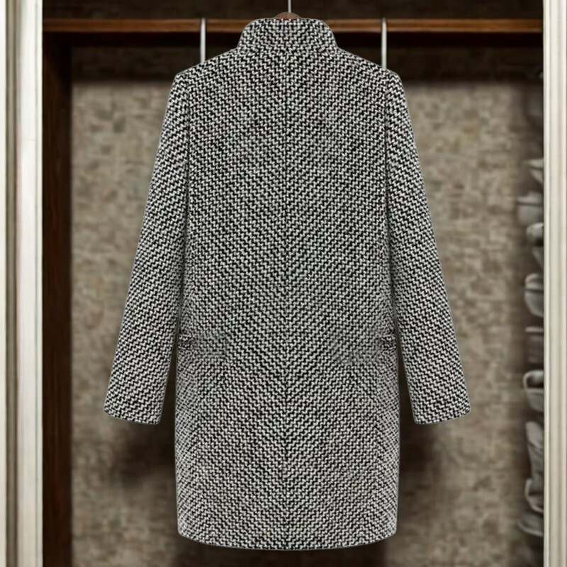 Wool Blend Slim Fit Mid-Thigh Coat