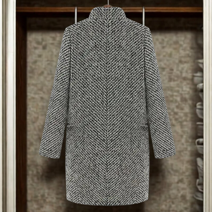 Women’s Coat - Wool Blend - Slim Fit - Notch Lapel Collar - Mid-Thigh Length