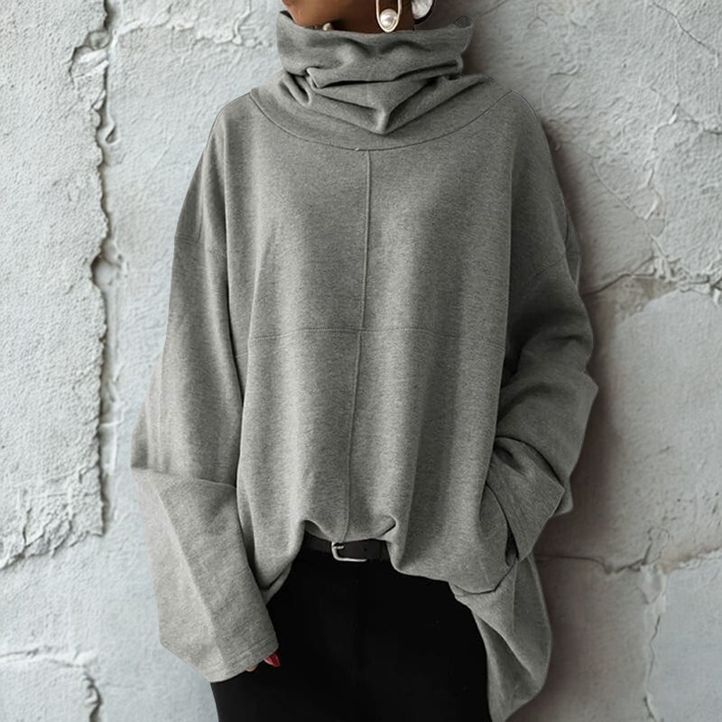 Relaxed Fit Cowl Neck Oversized Sweatshirt 