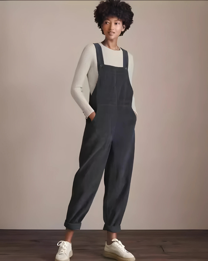 Corduroy Relaxed Fit Adjustable Overalls 