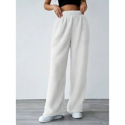 Women’s Casual Pants – Plush Soft Feel – High Waist – Wide Leg – Elastic Waistband