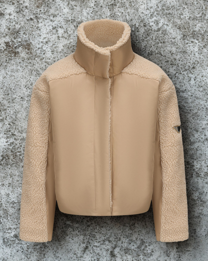 Women’s Jacket - Woven - Cropped Length - Sherpa Collar - Snap Button Front