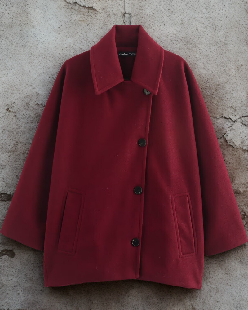 Women’s Coat - Wool Blend - Loose Fit - Short Length - Notched Lapel Collar