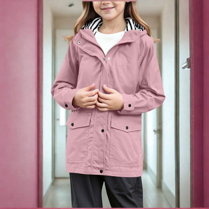Women’s Hooded Jacket – Regular Fit – Mid Length – Zip Front with Snap Placket – Patch Pockets