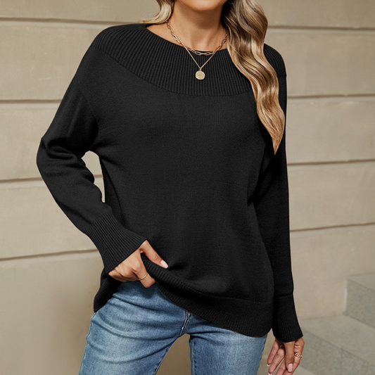 Knit Fabric Loose Fit Sweatshirt Pullover 