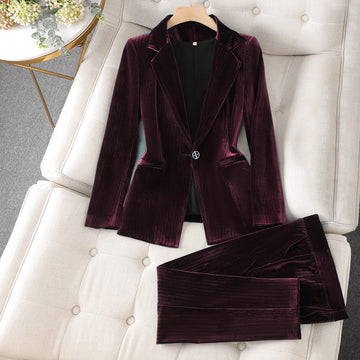 Rebeka - women's velvet blazer and pants set