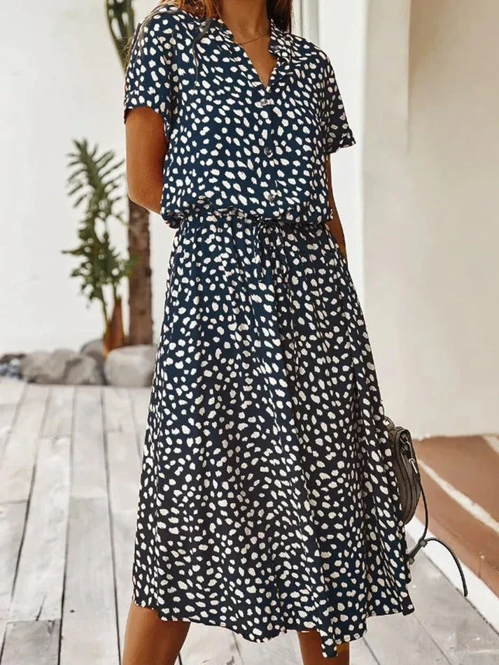 Relaxed Cinched Waist Midi Dress 