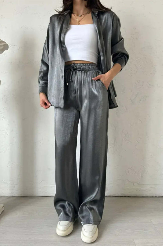 Satin Feel Relaxed Fit Loungewear Set