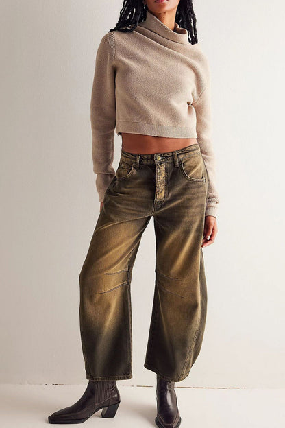 Women's mid-rise baggy balloon jeans