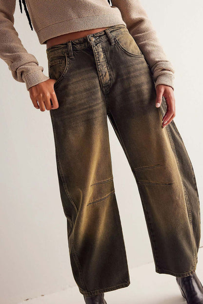 Women's mid-rise baggy balloon jeans